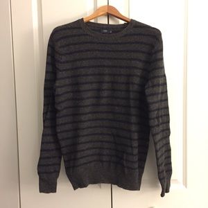 J Crew Gray/Navy Striped Sweater M